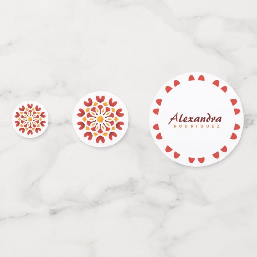 Confettis Rouge Orange Fleur Jaune Nuit Arabe Quinceañera (Devant)