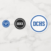 Confettis Royal Blue Modern Circles Photo Graduation (Devant)