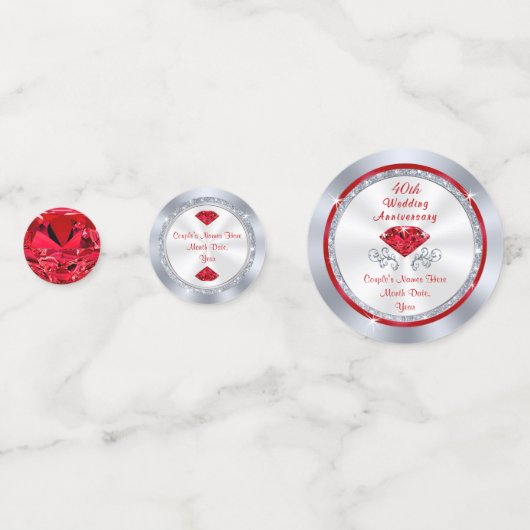 Confettis Ruby 40e anniversaire de Mariage Décorations de ta (Devant)