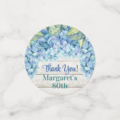 Confettis Rustic Blue Hydrangea Photo 80e anniversaire (Petit recto)