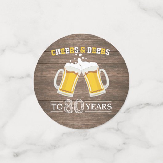 Confettis Rustic Cheers and Beers à 80 ans (Petit recto)