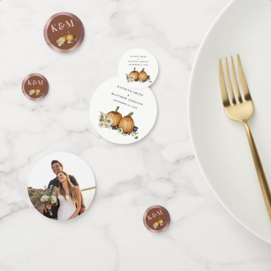 Confettis Rustique Botanique Automne Citrouille Mariage de a