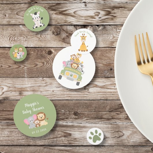 Confettis Safari animal sauvage bébé garçon douche