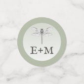 Confettis Sage Green Dragonfly Monogram Mariage (Petit recto)