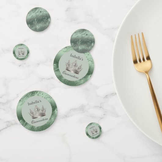 Confettis Sage Green Metallic Tiara Quinceañera (Groupe)