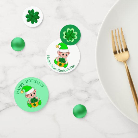 Confettis Saint Patrick's Day Cute Elf & Shamrock (Groupe)