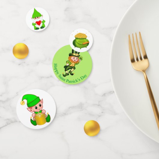 Confettis Saint Patrick's Day Leprechaun, Elfe & Pot d'or (Groupe)