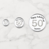 Confettis Salutations à 50 ans Parties scintillant d'argent (Derrière)