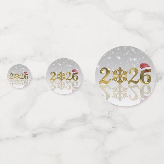 Confettis Santa Hat & Snowflake | Golden Happy New Year 2026 (Devant)