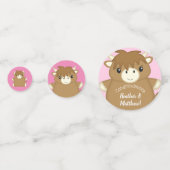 Confettis Scottish Highland Baby shower de vache rose (Devant)