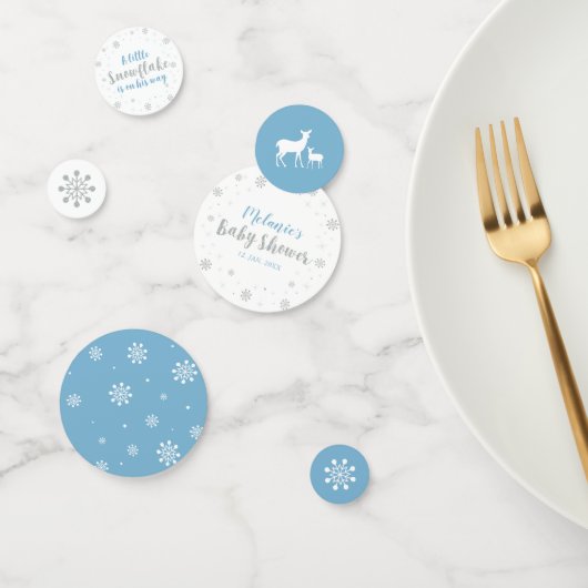 Confettis Silver & Sky Blue Winter Snowflake Baby shower de  (Groupe)