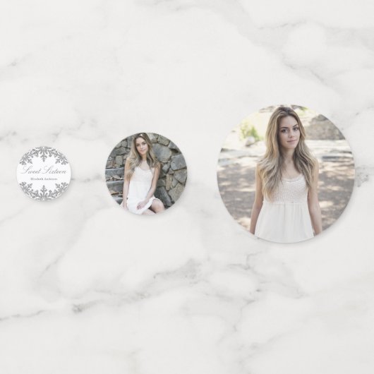 Confettis Silver Snowflake Winter Sweet 16 (Derrière)