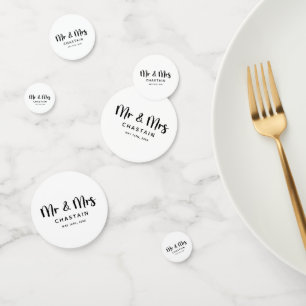 Confettis Simple M. & Mme Monogramme de mariage
