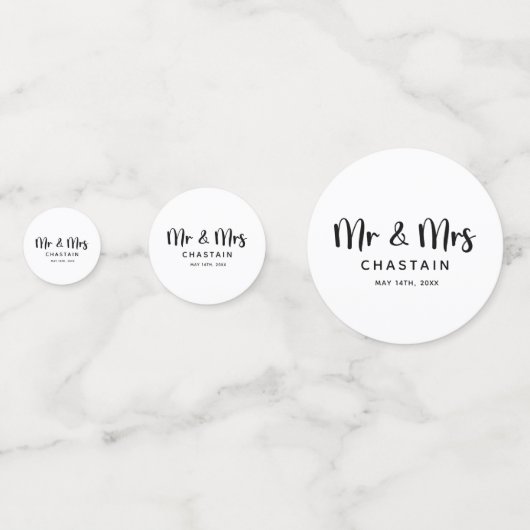 Confettis Simple, M. & Mme | Monogramme Mariage (Derrière)