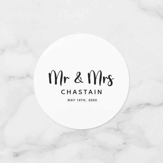 Confettis Simple, M. & Mme | Monogramme Mariage (Petit recto)