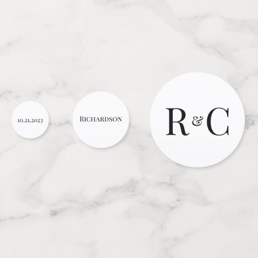 Confettis Simple Moderne Monogramme De Mariage  (Devant)