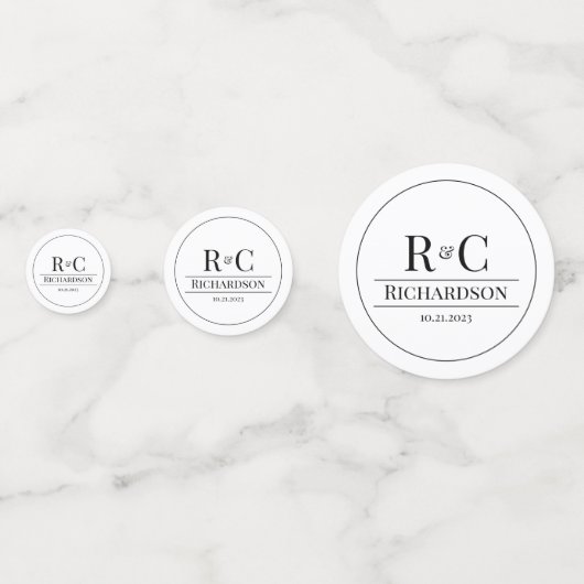 Confettis Simple Moderne Monogramme De Mariage  (Derrière)