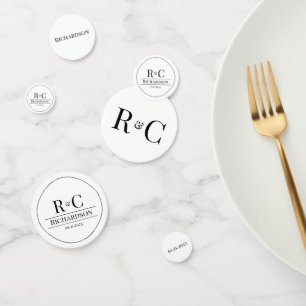 Confettis Simple Moderne Monogramme Mariage 