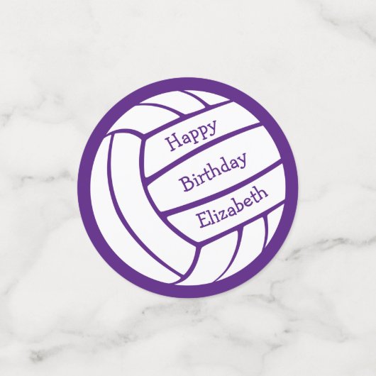 Confettis simple volley-ball personnalisé couleur fête d'ann (Petit recto)