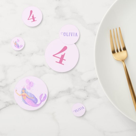 Confettis Sirène sous la mer Anniversaire fille âge rose (Groupe)