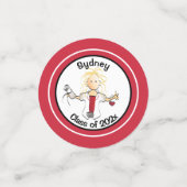 Confettis Soins infirmiers Graduation Femme Caricature Rouge (Petit recto)