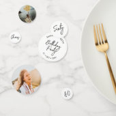 Confettis Soixante | Black & White Modern 60th Birthday Phot (Groupe)