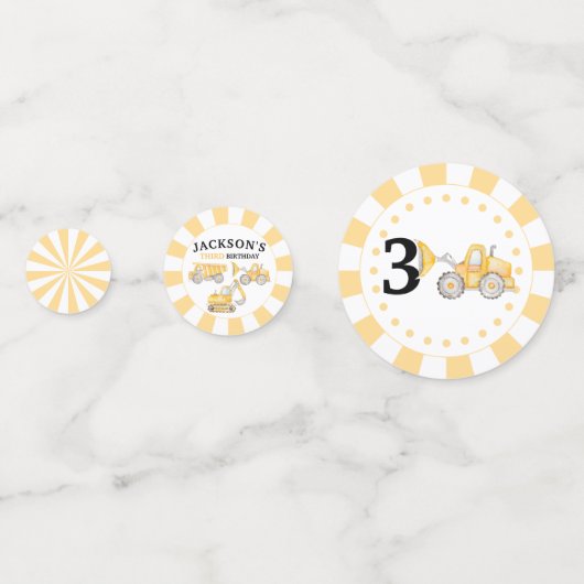 Confettis Sous chantier camions garçon table d'anniversaire (Derrière)