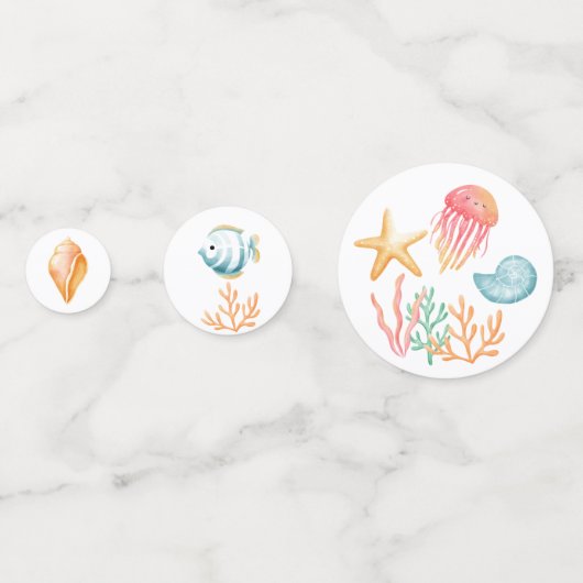 Confettis Sous l'aquarelle de l'océan marin (Devant)