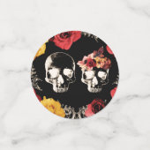 Confettis Squelette Crâne Rouge Chute Jaune Mariage floral (Petit recto)