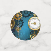 Confettis Steampunk Arrière - plan turquoise avec Gears (Petit recto)