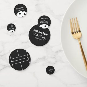 Confettis Style Rétro Neon Noir Thème Pickleball Anniversair