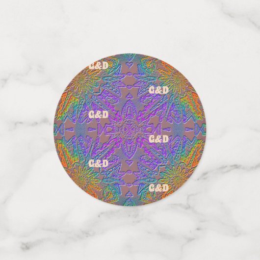 Confettis Subtle Rainbow Delicate Pastel Pattern & Initials (Petit recto)