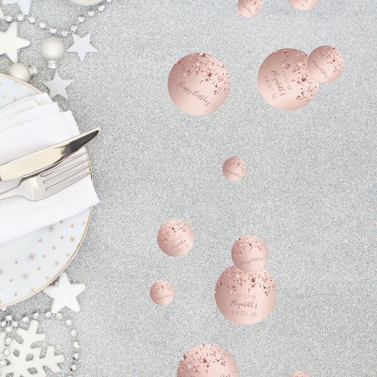Confettis Sweet 16 16e anniversaire rose or rose étoiles gla