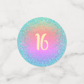 Confettis Sweet 16 anniversaire arc-en-ciel ombre script par (Petit recto)