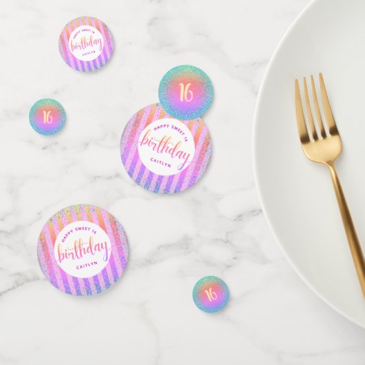 Confettis Sweet 16 anniversaire arc-en-ciel ombre script par (Groupe)