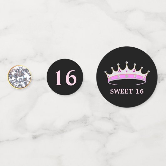 Confettis Sweet 16 Anniversaire sur Rose Gold & Black (Derrière)
