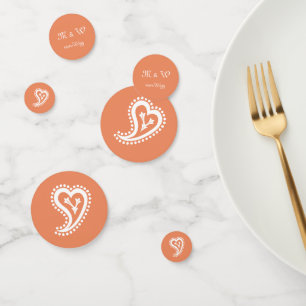Confettis Sweet Paisley Coeurs dans la table de corail Confe