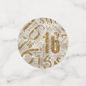Confettis Sweet sixteen Sparkle Word Cloud Gold ID265 (Petit recto)
