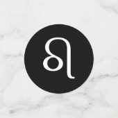 Confettis Symbole d'astrologie Lion Lion Blanc sur Noir (Petit recto)