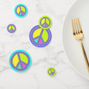 Confettis Symbole PAIX avec des couleurs remplies