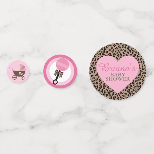 Confettis Table de Baby shower léopard et rose (Devant)
