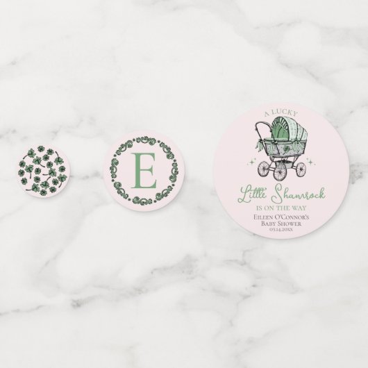 Confettis Table de Baby shower rose et vert (Derrière)