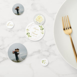 Confettis Table de mariage avec verdure géométrique moderne