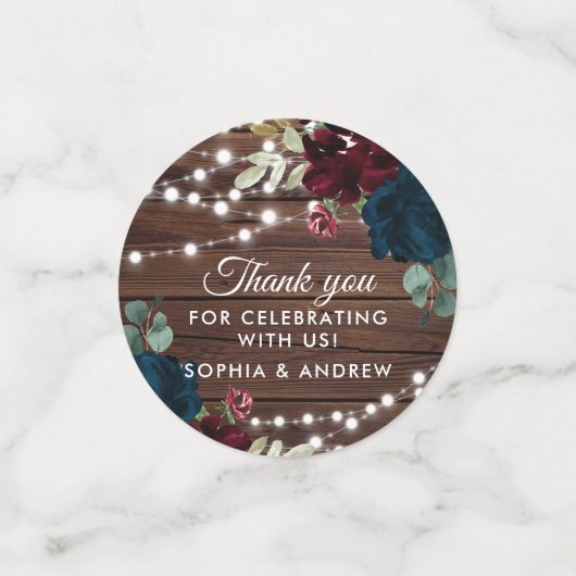 Confettis Table de mariage en bois rustique avec fleurs Mars (Petit recto)