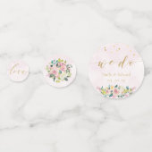 Confettis Table de mariage personnalisée Fleurs Rose Clair (Devant)