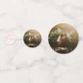 Confettis Table de mariage personnalisée Fleurs Rose Clair (Derrière)