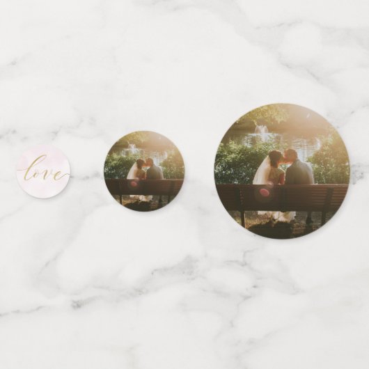 Confettis Table de mariage personnalisée Fleurs rose pastel (Derrière)