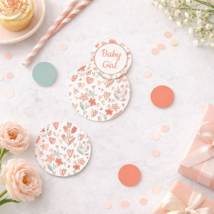 Confettis Table Fille Bébé Cœur Floral