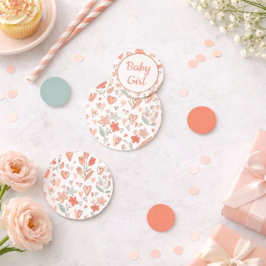 Confettis Table Fille Bébé Cœur Floral