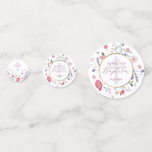 Confettis Table fleur sauvage de baptême circulaire (Devant)